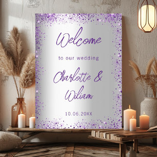 Poster Mariage argent violet violet parties scintillant v