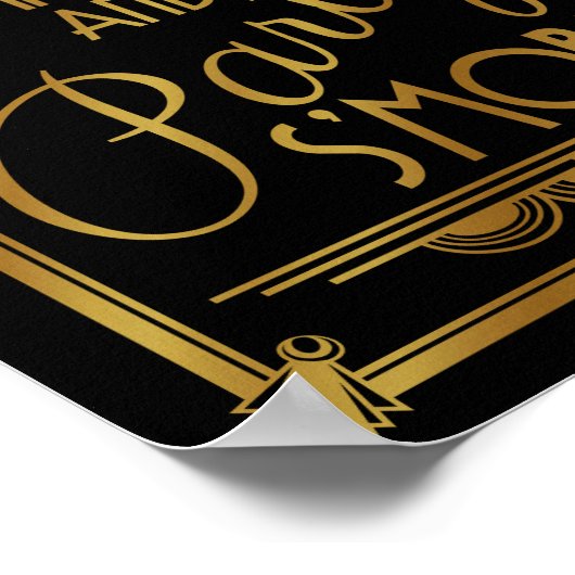 Poster mariage art déco, s'more party sign, or, gatsby (Coin)