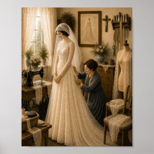 Poster Mariage Artisanat Voile de mariée catholique vinta