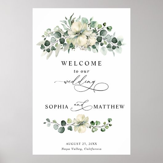 Poster Mariage au feuillage d'eucalyptus (Devant)