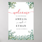Poster mariage au feuillage d'eucalyptus (Devant)