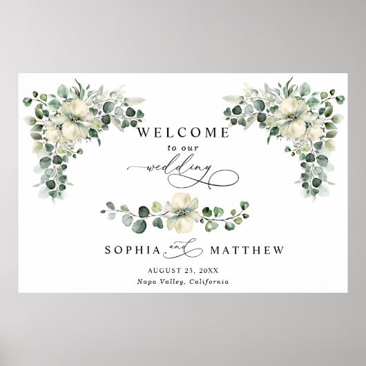 Poster Mariage au feuillage d'eucalyptus (Devant)