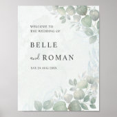 Poster Mariage au feuillage d'eucalyptus aquarelle (Devant)