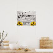 Poster Mariage au Soleil Rustique Texture de Bois Bienven (Cuisine)