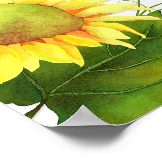 Poster Mariage au vignoble aux tournesols à l'aquarelle (Coin)