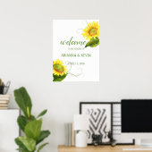 Poster Mariage au vignoble aux tournesols à l'aquarelle (Bureau à domicile)