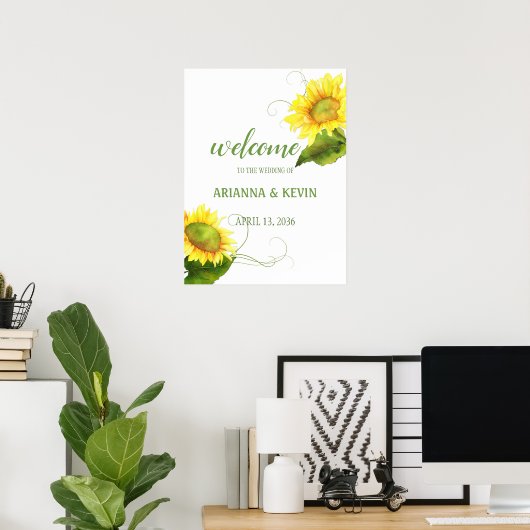 Poster Mariage au vignoble aux tournesols à l'aquarelle (Bureau à domicile)