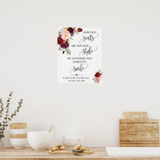 Poster Mariage Aucun Siège Assigné N'Est Assis N'Importe  (Cuisine)