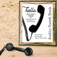 Mariage Audio Livre d'invité Black Phone on White 