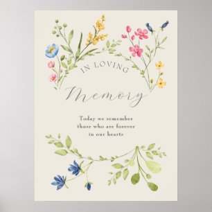 Poster Mariage aux Fleurs Sauvages En Souvenir Affectueux