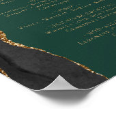 Poster Mariage Bar Menu Black Gold Agate Emerald Green (Coin)