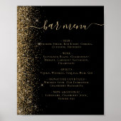 Poster Mariage Bar Menu Black Gold Parties scintillant (Devant)