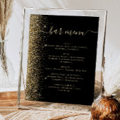 Poster Mariage Bar Menu Black Gold Parties scintillant