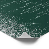 Poster Mariage Bar Menu Dark Green Silver Parties scintil (Coin)