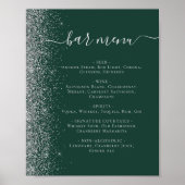 Poster Mariage Bar Menu Dark Green Silver Parties scintil (Devant)