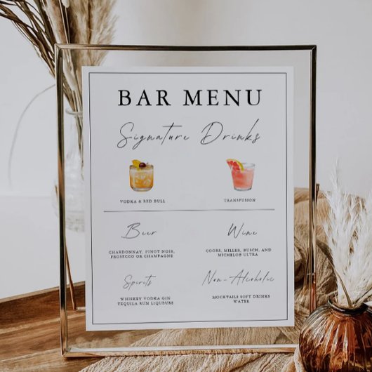 Poster Mariage Barre Menu Signer Modèle