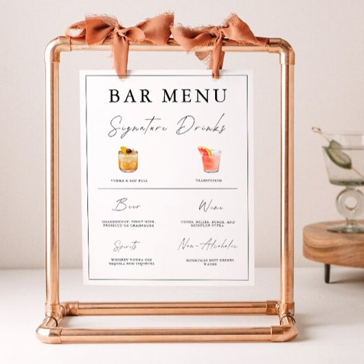 Poster Mariage Barre Menu Signer Modèle