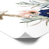 Poster Mariage Bienvenue Ancre florale nautique (Coin)