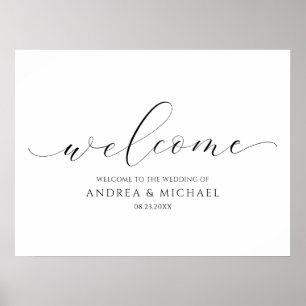 Poster Mariage Bienvenue Calligraphie de luxe Typographie