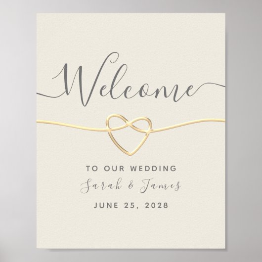 Poster Mariage Bienvenue Calligraphie Dorée (Devant)