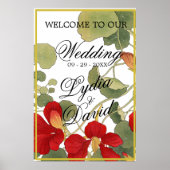 Poster Mariage Bienvenue Elégant Floral Orange (Devant)