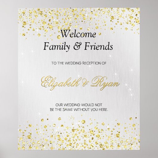 Poster Mariage Bienvenue, Parties scintillant d'or Faux e (Devant)