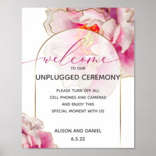 Poster Mariage Bienvenue Scarlet Peony Unplugged Floral