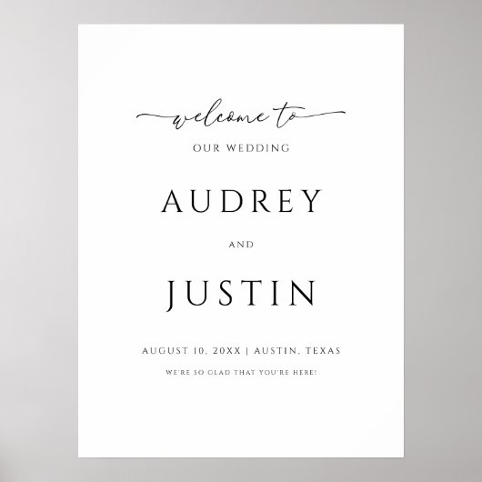 Poster Mariage Bienvenue Script tendance Design simple (Devant)