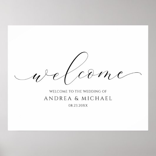 Poster Mariage Bienvenue Typographie Calligraphique Luxue (Devant)