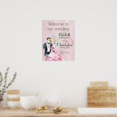 Poster Mariage Bienvenue Vintage Wedding Couple (Cuisine)
