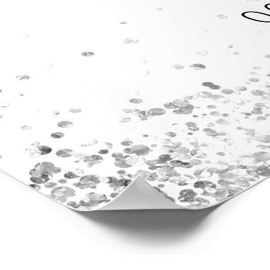 Poster Mariage blanc argent parties scintillant noms scri (Coin)