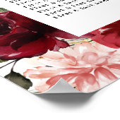 Poster Mariage blanc rustique à la florale rouge (Coin)