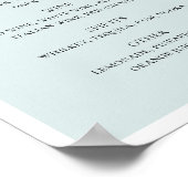 Poster Mariage bleu élégant. Bar à boissons alcoolisées s (Coin)