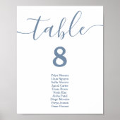 Poster Mariage Bleu Poussiéreux | Plan de Table (Devant)