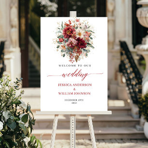 Poster Mariage Bohème Automnal Floral Eucalyptus Marsala