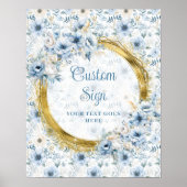 Poster Mariage Bohème Dusty Blue Gold sur mesure (Devant)