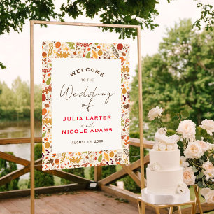 Poster Mariage Bohème Floral Rustique Automne Chute de Ma
