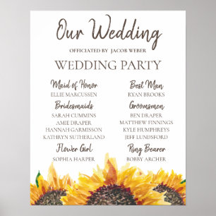 Poster Mariage Bohème Jaune Brun Tournesol Blanc