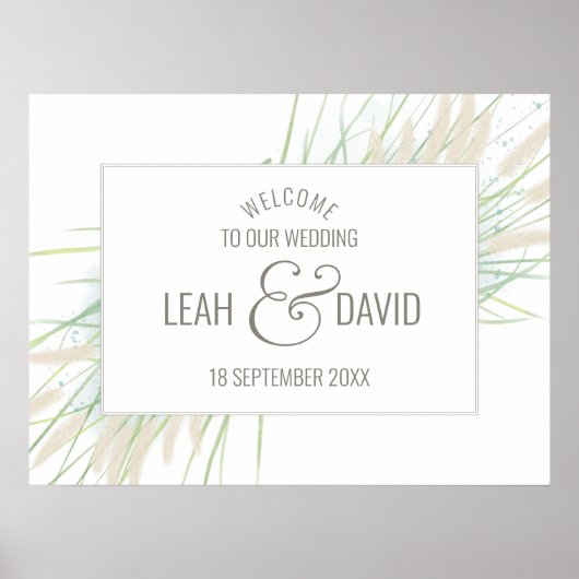 Poster Mariage botanique côtier (Devant)