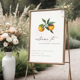 Poster Mariage botanique minimal chic orange