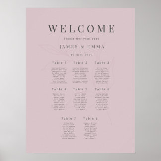 Poster Mariage Botanique Minimaliste (8) Rose Pâle