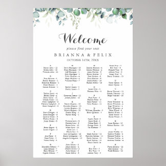 Poster Mariage Botanique Rustique Eucalyptus Verdure