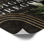 Poster Mariage botanique vert Moody Black foncé Bienvenue (Coin)