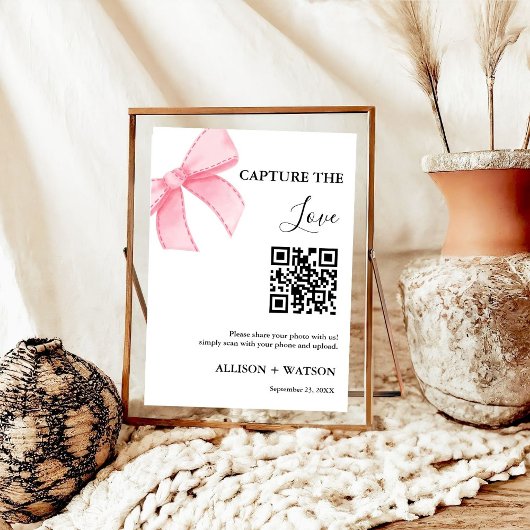 Poster Mariage Bow Capture amour code QR photo mariage