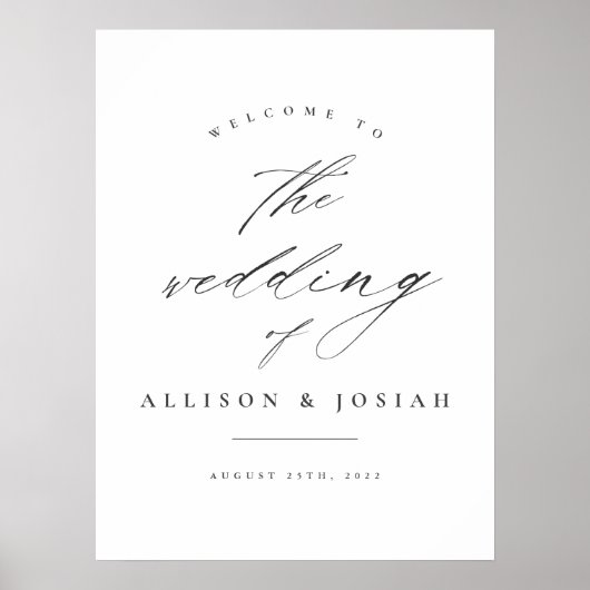 Poster Mariage budget blanc de script simple (Devant)