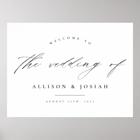 Poster Mariage budget blanc de script simple (Devant)