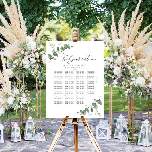 Poster Mariage Budget Eucalyptus botanique trouver votre 