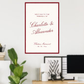 Poster Mariage Calligraphie Classique Rouge Profond Ancie (Bureau à domicile)
