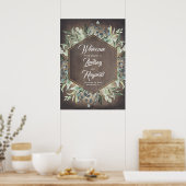 Poster Mariage campagnard rustique verdoyant Bienvenue (Cuisine)