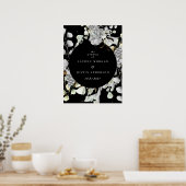 Poster mariage carré floral or argent dramatique (Cuisine)